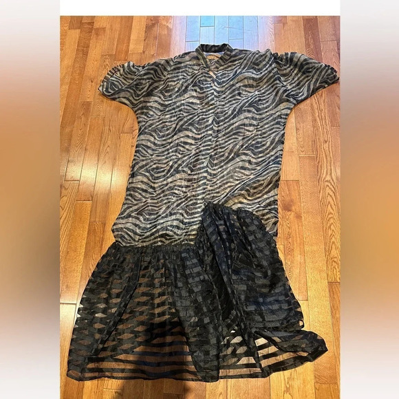 Luxe Fashion Zebra Eyelet cotton print ready to wear kaftan style  maxi dress - Picture 5 of 10